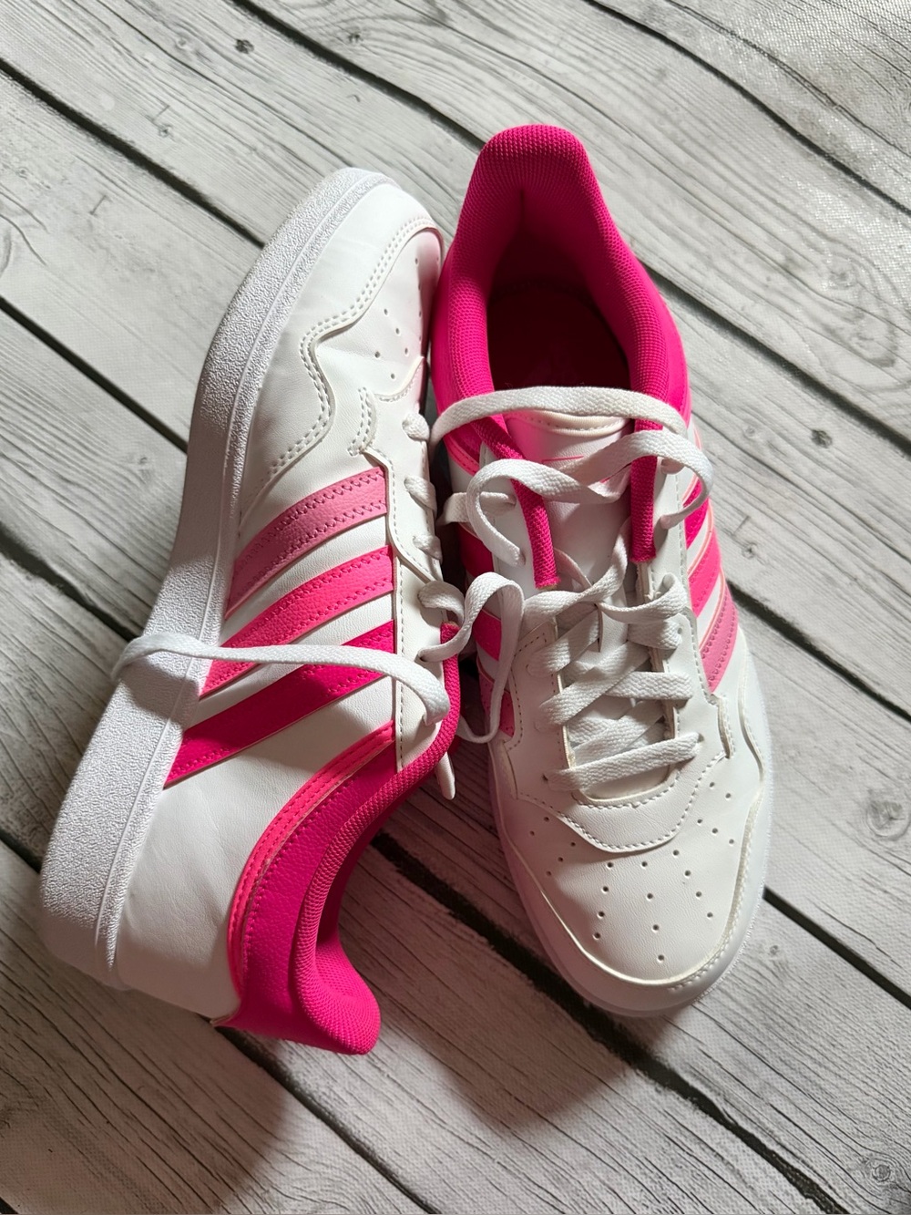 Adidas Hoops 4.0 White and Pink Women's Athletic Sneakers